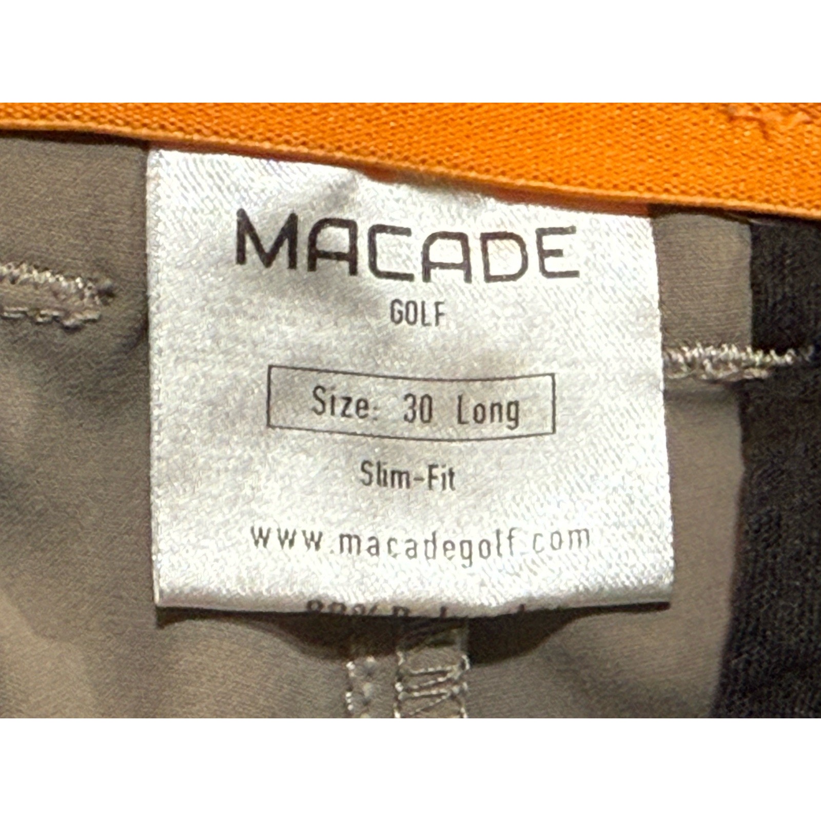 Macade Golf Men's Gray Four-Way Stretch Pants Size 30 Long Slim Fit Euc Jogger — image 6 of 8